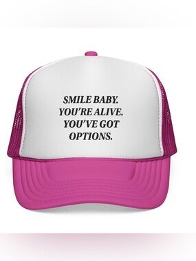 Custom Pink and White Trucker Hat with Motivational Slogan